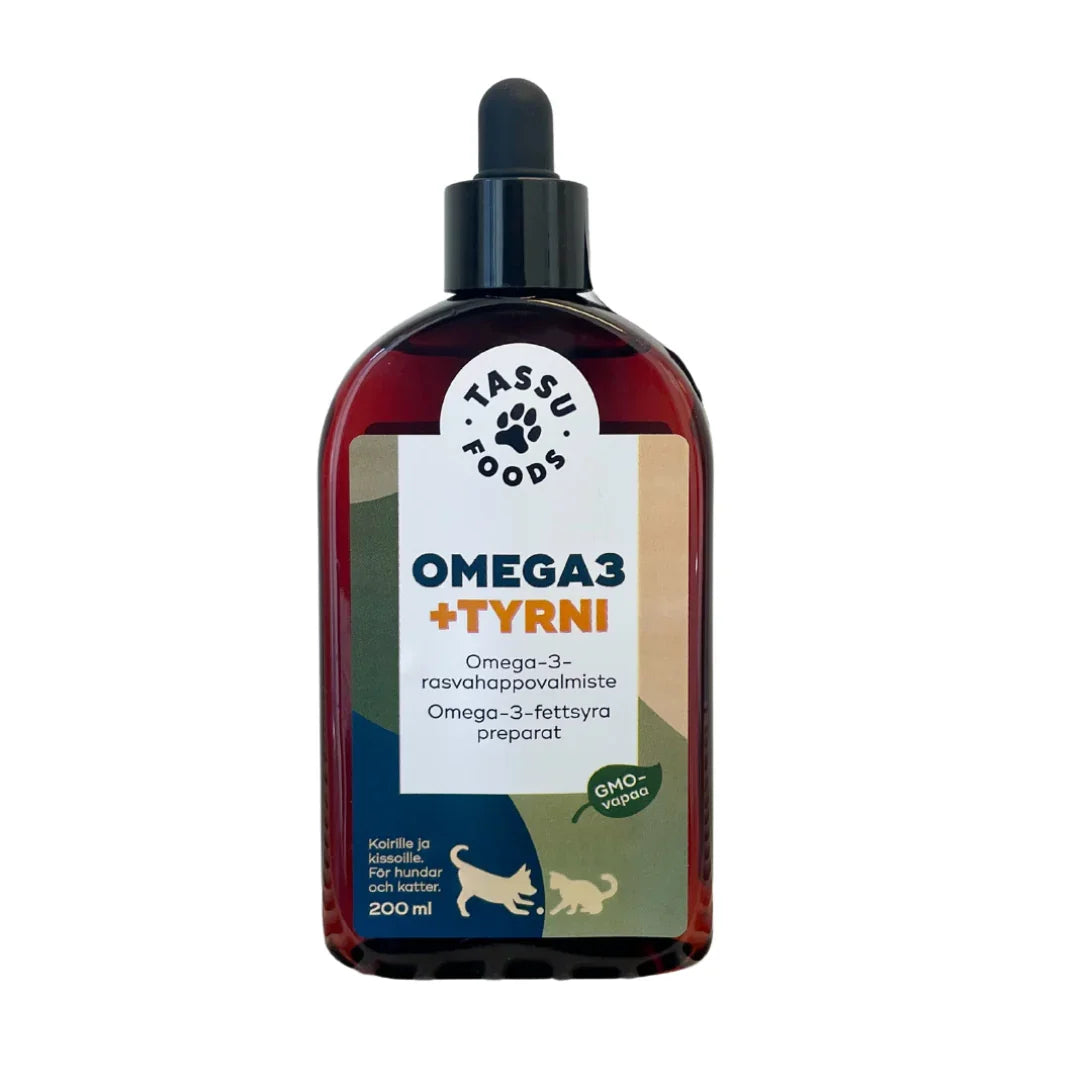 Omega-3 + tyroni -ravintolisä koirille ja kissoille, GMO-vapaa 200 ml