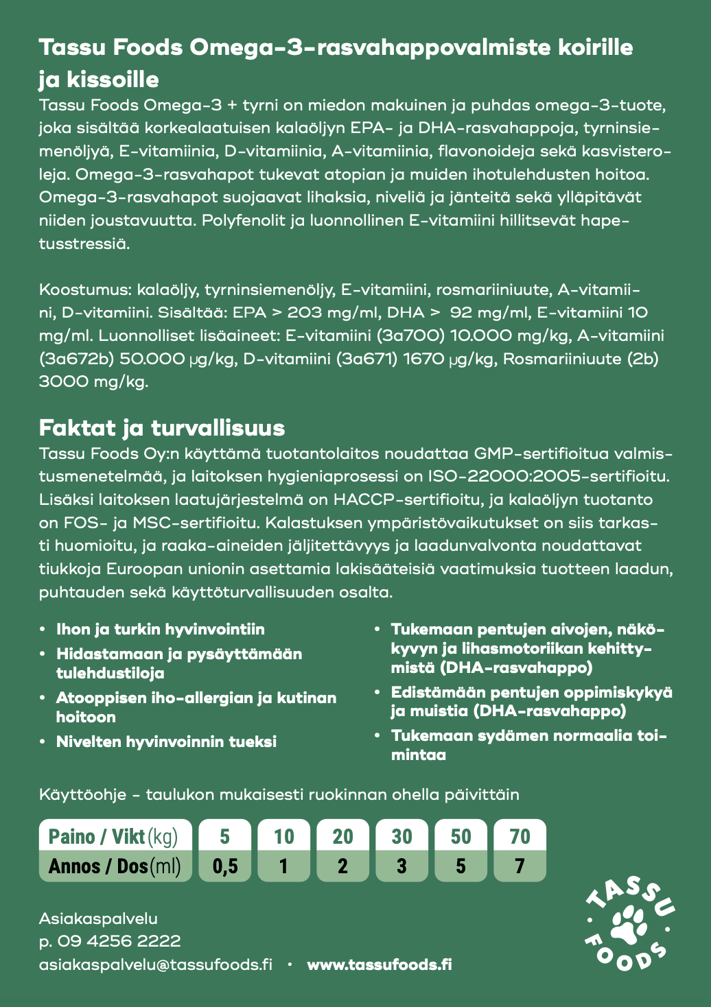 Omega 3 Tyrni Rasvahapot Koirille Ja Kissoille Omega 3 tyrni rasvahapot koirille ja kissoille