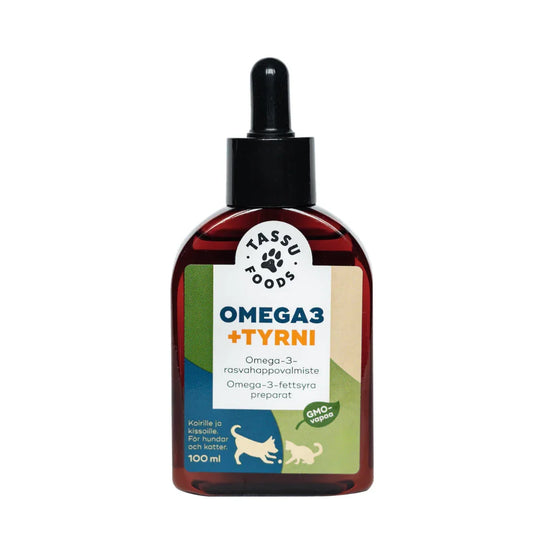 Omega-3 + tyyni rasvahappovalmiste koirille ja kissoille, GMO-vapaa, 100 ml